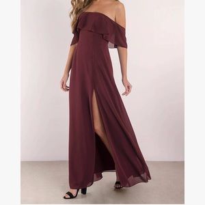Ruffle top maxi dress - WINE